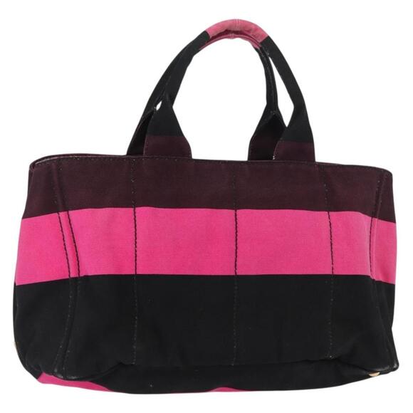 PRADA Handbags - PRADA Canapa GM Hand Bag Canvas Pink Black Auth bs31630